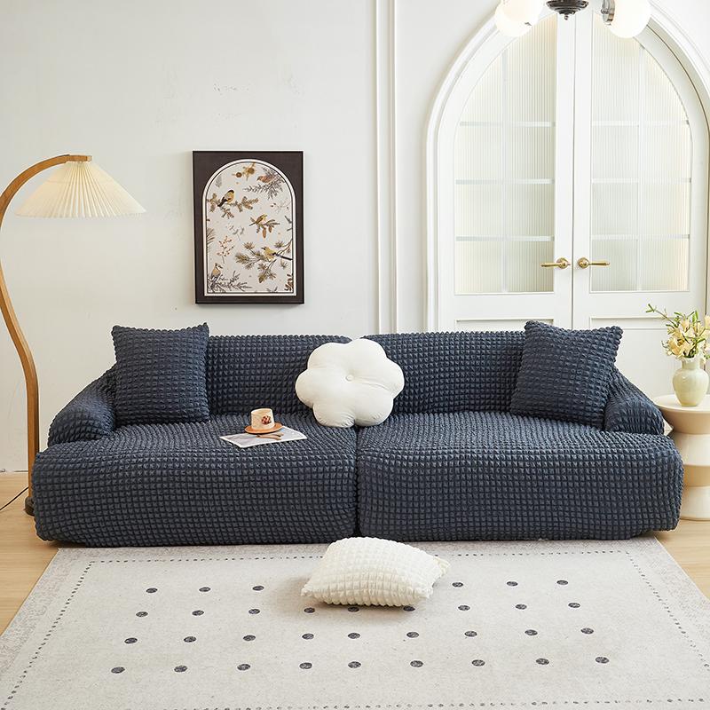 Bubble popcorn series solid color simple straight row elastic sofa cover single piece single/double/three/four people