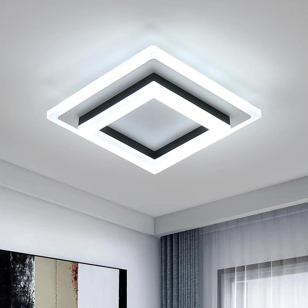 Quadratische Acryl Deckenleuchte Moderne LED Deckenlampe, Weiß 3-Farben-Licht Deckenleuchten für Schlafzimmer Büro Küche Wohnzimmer