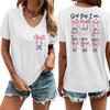 God Says I Am Christian Women Tshirt Coquette Bow Christian Faith Vneck  Soft Tee Jesus Religious Faith Based TShirt