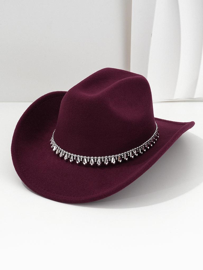 Men & Women Cowboy Hat – Fashionable Diamond Sword Rhinestone Hat Chain – Vintage Gentleman Fedora Jazz Cap