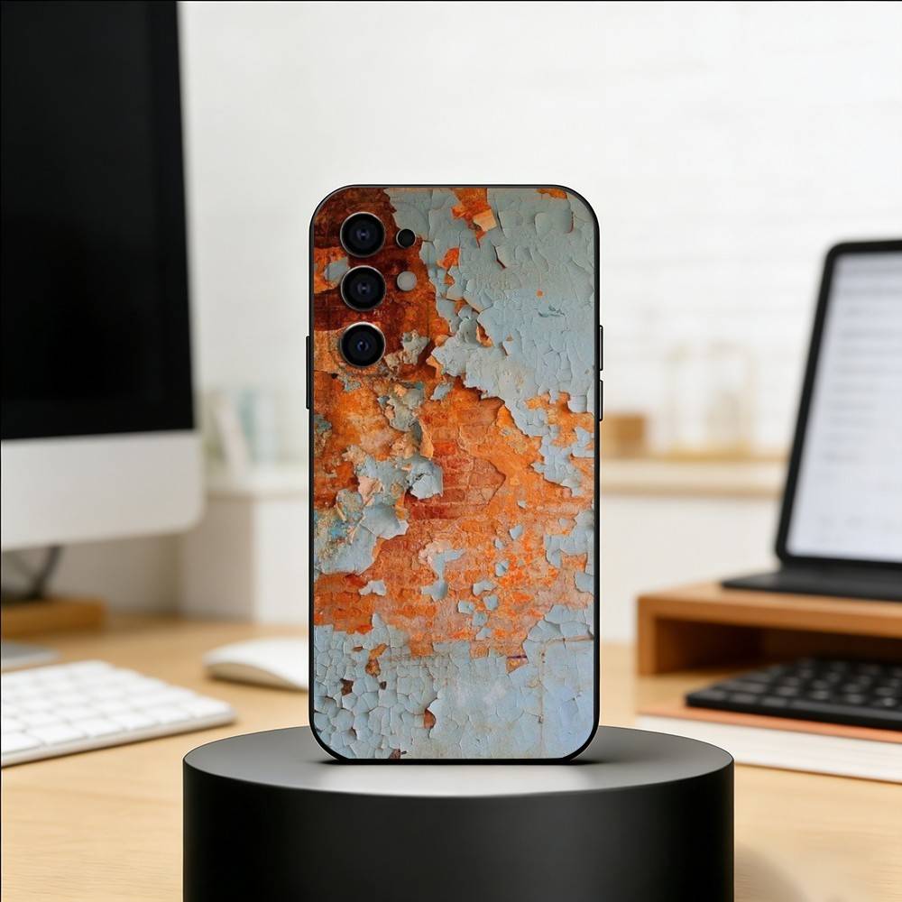 Industrial Style Retro Rusty Phone Case Black Silicone Soft For Samsung S25,S24,S21,S22,S23,S30,Ultra,S20,Plus,Fe,Lite
