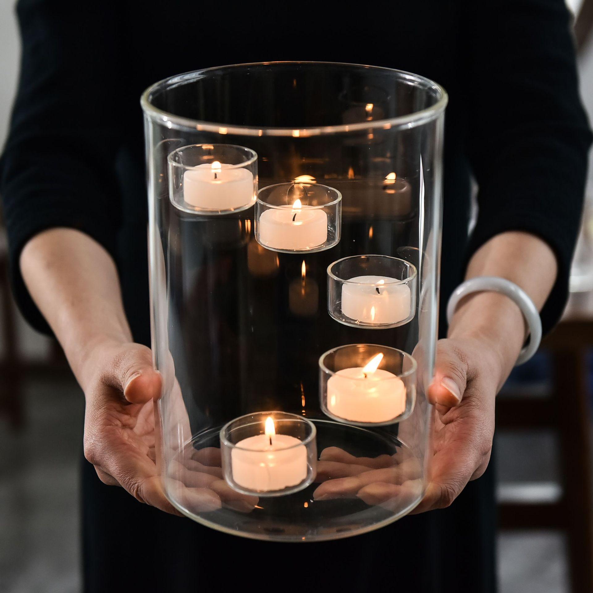 European Style Large Glass Candle Holder  Creative Rotating Ornament Candlelight Dinner Household Use Candle Holder (White,Medium) белый
