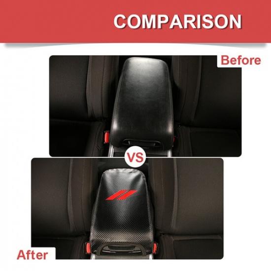 Carbon Console Cover Armrest Box Leather Pad Cover for Dodge Charger /300c 2011+