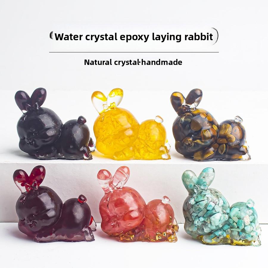 Crystal Rabbit Figurine Gift For Home Office Decor With Natural Gemstone Material