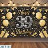 One Piece, Suitable for Party Backdrop Banners - 39 Balloons In Black and Gold Color Combination
