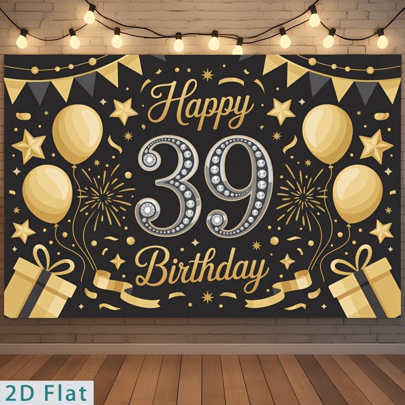 One Piece, Suitable for Party Backdrop Banners - 39 Balloons In Black and Gold Color Combination