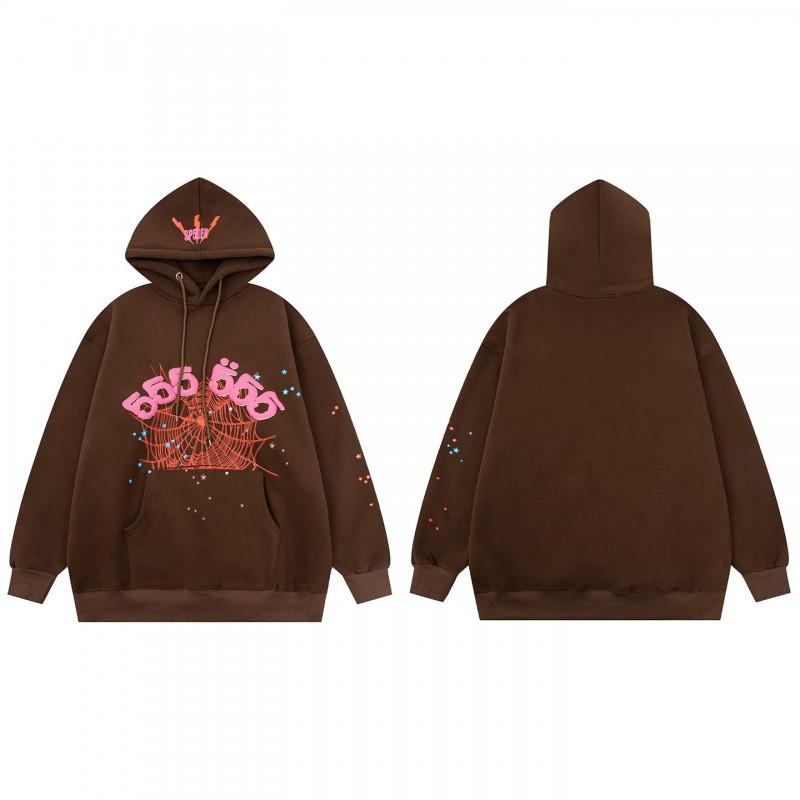 Sp5der Spider Web Foam Print Fleece Hoodie Loose Fit Hip Hop Sweatshirt Men Women