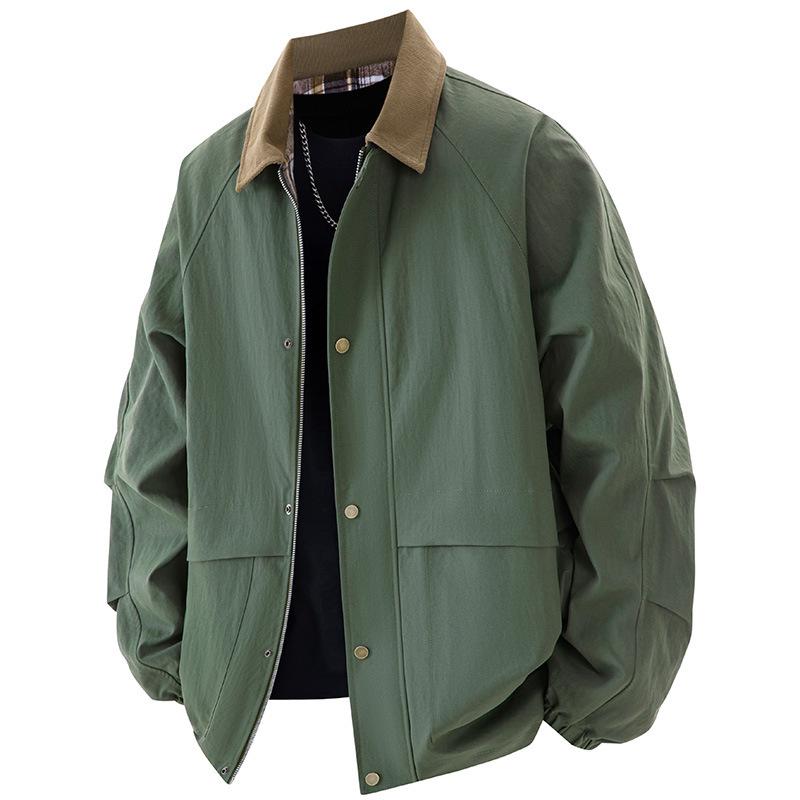 Men's Plus Size Loose Jacket - Spring/Autumn Trendy Lapel Top for Extra-Large Sizes