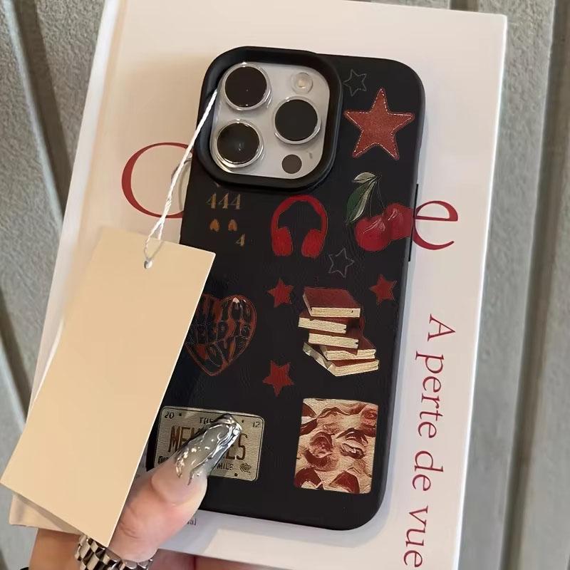 

Phone Case For iPhone 17 Air 16 11 12 13 14 15 Pro Max XS XR X 15 Plus 17E 16E Red Heart and Star Pattern Shockproof Soft Cover iPhone XR