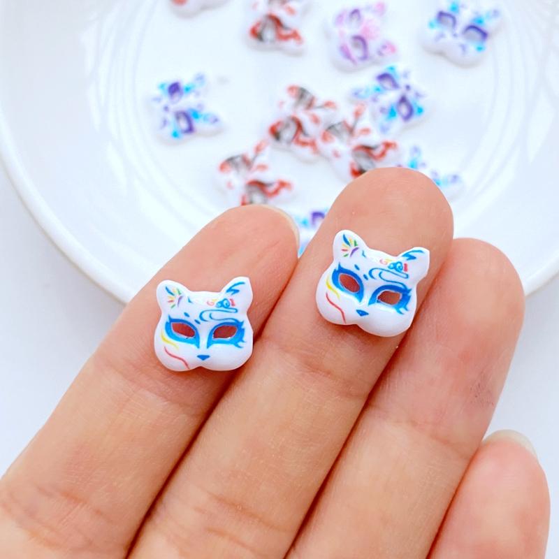 

50Pcs New Cute 10mm Mini Lovely Cartoon Mask Flat Back Resin Cabochons Scrapbooking DIY Jewelry Craft Decoration Accessorie