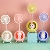 Desk Lamp Small Fan with Adjustable Bendable Pole Stable Base Quiet Motor Cartoon Chick Rabbit Design Dorm Room Fan Light