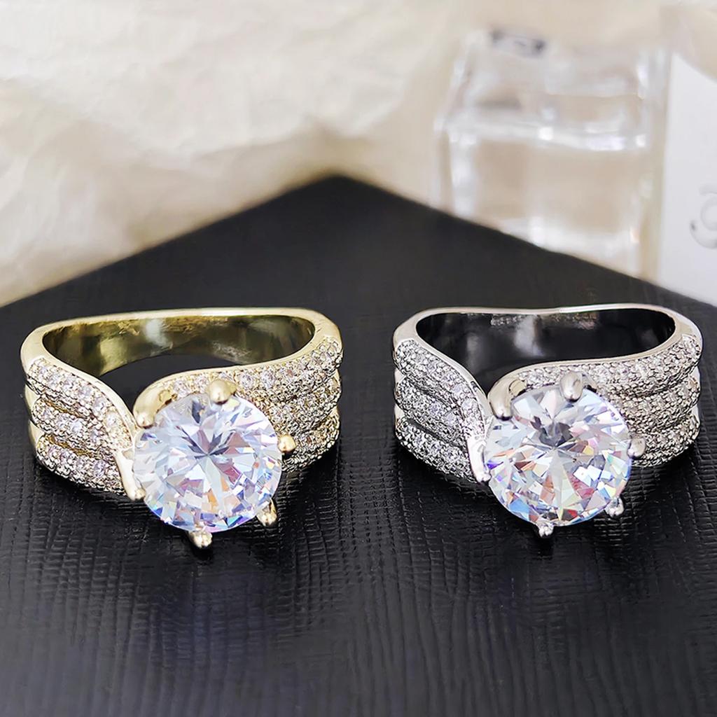 10MM Cubic Zirconia Wedding Bands Ring for Women Luxury Crystal CZ Ring Engagement Accessories New Arrival Trendy Jewelry