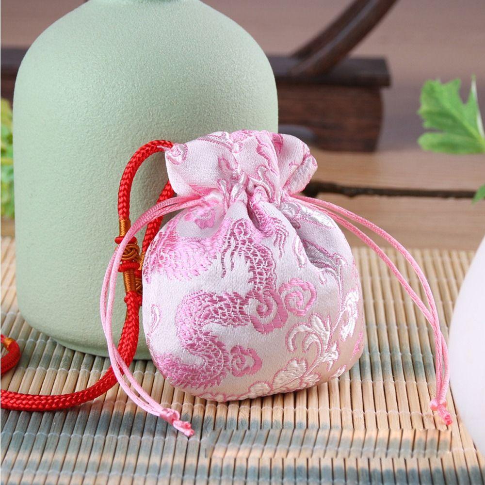 

Pouch Multi Color Necklaces Case Women Jewelry Bag Purse Pouch Sachet Chinese Style Storage Bag рожевий