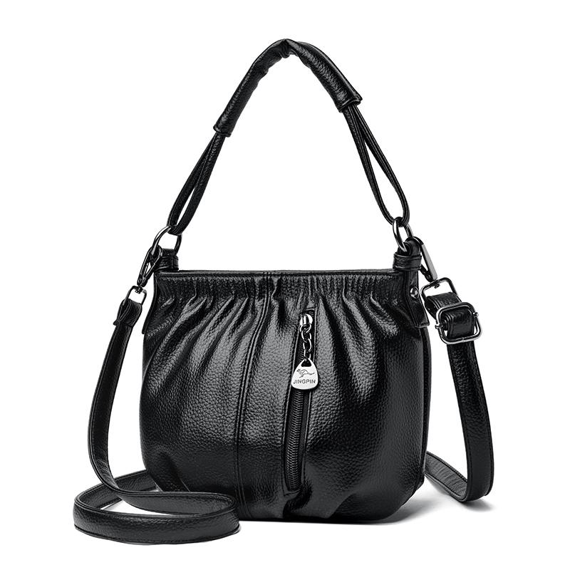 Women's Ruched Design Crossbody Bag Shoulder Bag Stylish Faux Leather Casual Bucket Bag