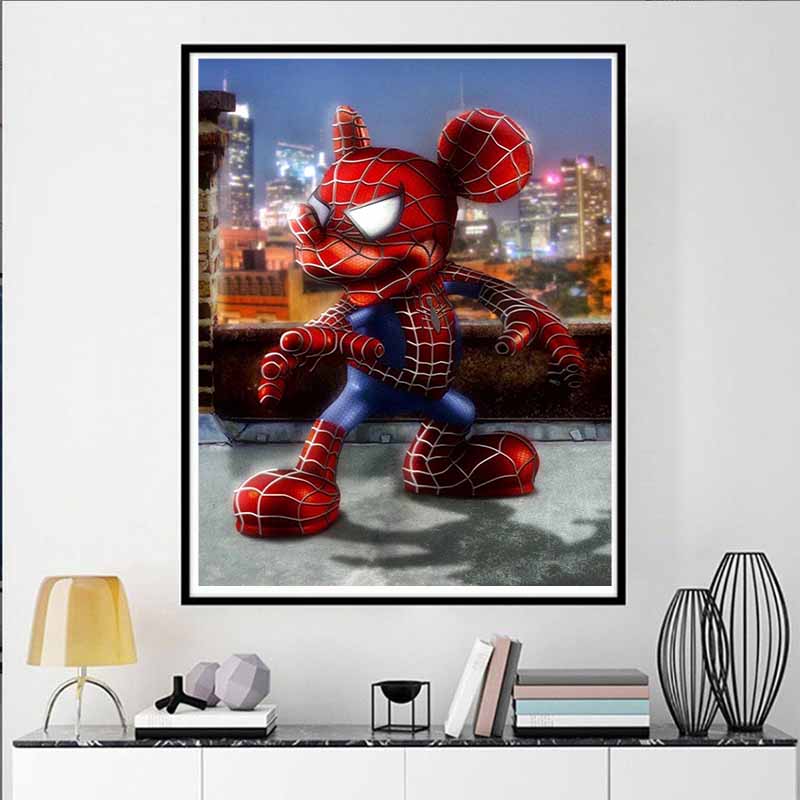 Disney Diamond Painting Mickey and Spider-Man Cross Stitch Hanging Print Puzzle Mosaic Embroidery Home Decor 5D DIY Art Brand New