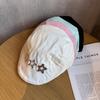 Starry Japanese Style Beret Cap With Short Brim Breathable Cotton For Women