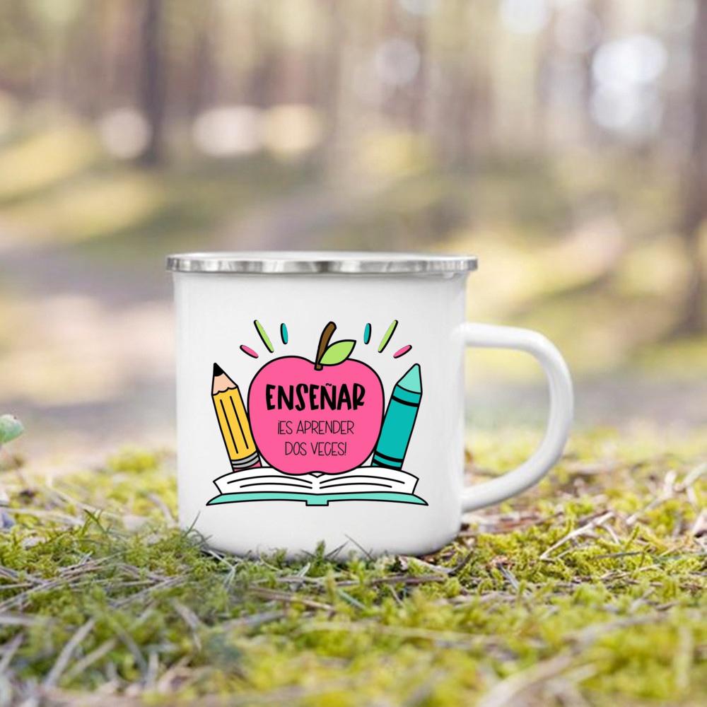 Without Teachers Like You Thank You for Teaching Me Printed Mug Coffee Cups Drinks Enamel Mugs Teacher's Day Gifts for Teachers