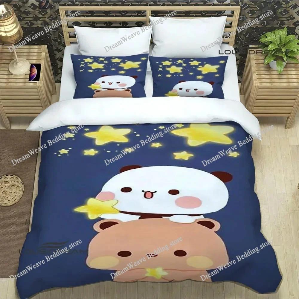 Cute Cartoon Bear Printed Bedding Sets Exquisite Bed Supplies Set Duvet Cover Bed Comforter Set Bedding Set Luxury Birthday Gift