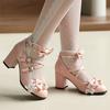 Fashion 2025 Women High Heels Cross Strap Mary Jane Pumps Party Wedding White Pink Black Ruffles Bow Princess Cosplay Lolita Shoes 32-48
