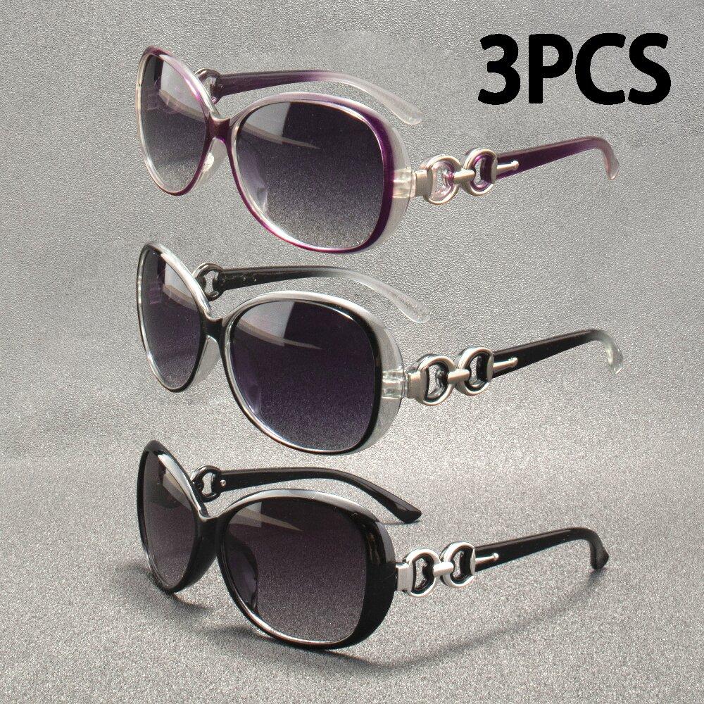 3PCS Fashion Square Sunglasses Women Luxury Brand Big Purple Sun Glasses Female Mirror Shades Ladies Feminino
