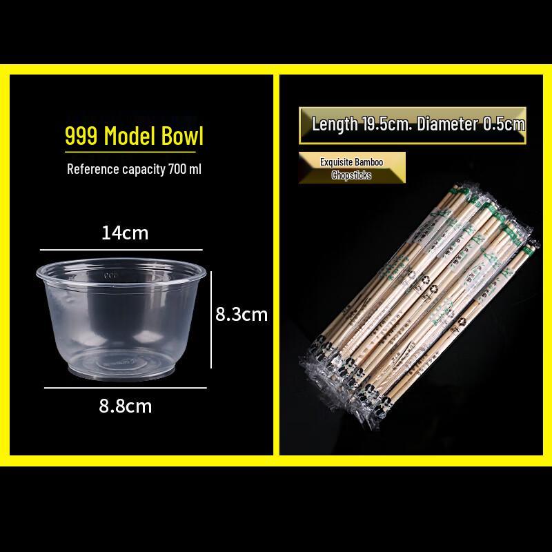 Food-Grade Disposable Round Plastic Bowl & Chopstick Set
