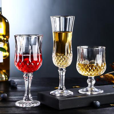 190ml/160ml/230ml/155ml Luxury Wine Glasses French Style Champagne Glass Embossed Cocktail Glass Bar Transparent Red Wine Glass