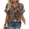 Women's Round Neck Short Sleeve Striped Color Block Loose Fit Casual Print T Shirt Streetwear Top