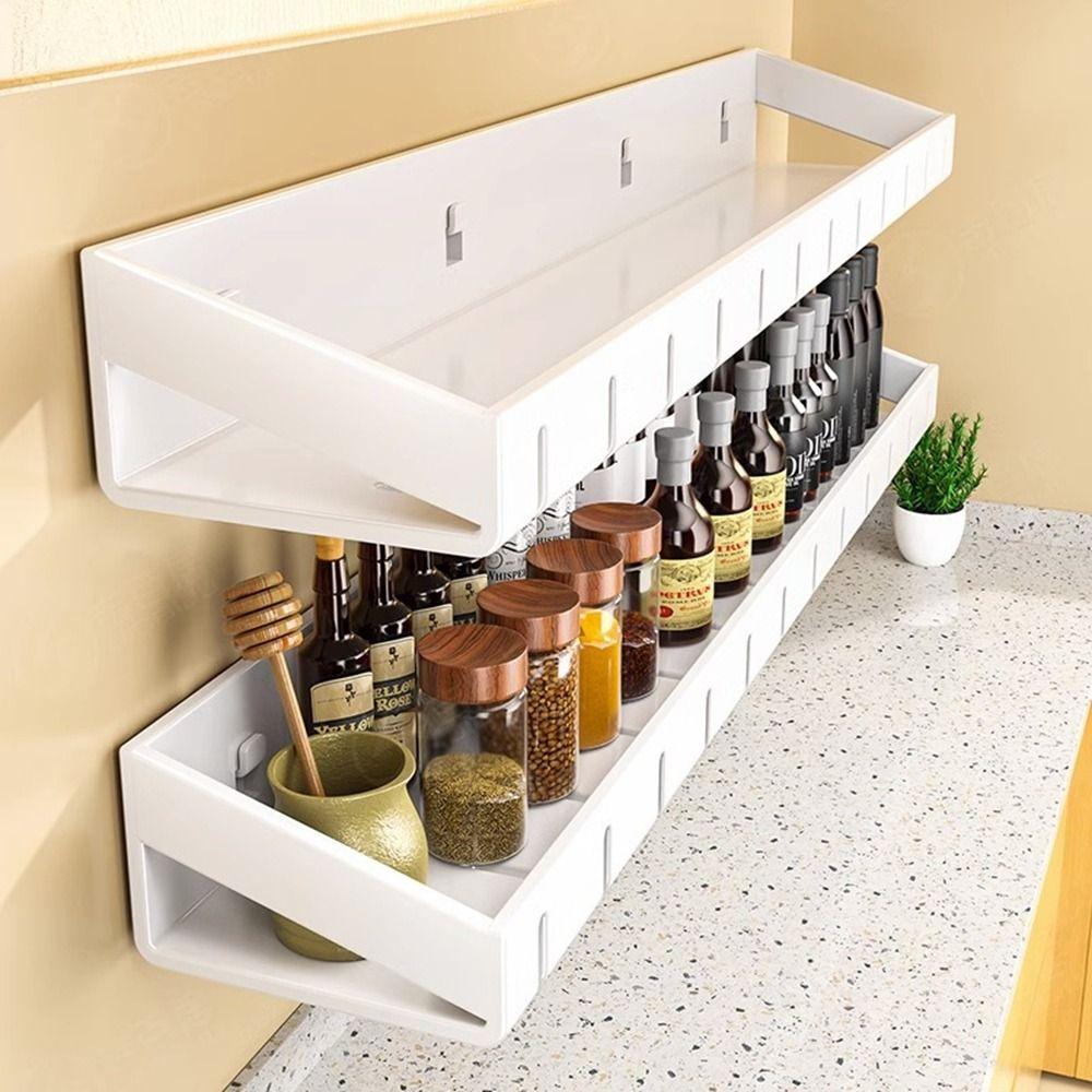 Wall Mounted Spice Storage Rack Non-Punching Condiment Rack  Bathroom
