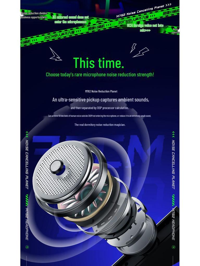 Type-C Pukee M762 Noise-Canceling Wired Gaming Earbuds