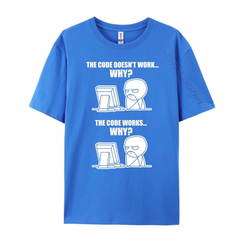 Rolig Programmerare Kod Fungerar Varför Meme Rosa Grafiska T-shirts Herrkläder Lyxig Designer Kortärmad T-shirt för Män Klassisk