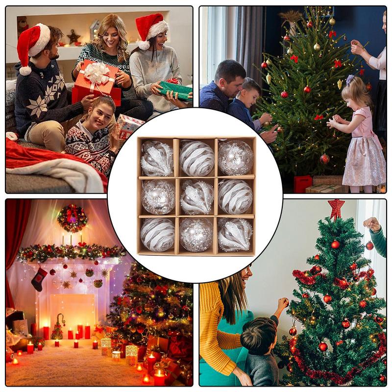 9pcs Christmas Ball Ornament Big Xmas Tree Hanging Pendants Snowflake Merry Christmas Home Decor Gift for 2025 New Year Party