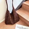 Korean Leopard Print Canvas Tote Bag - Autumn/Winter Casual, Large Capacity, Lazy Style Shoulder Bag
