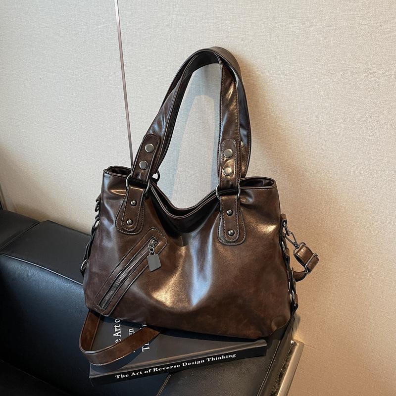 

Весенне-летняя сумка большой вместимости 2025 новая сумка женская сумка универсальная сумка-мессенджер повседневная наплечная сумка-тоут темно-коричневого