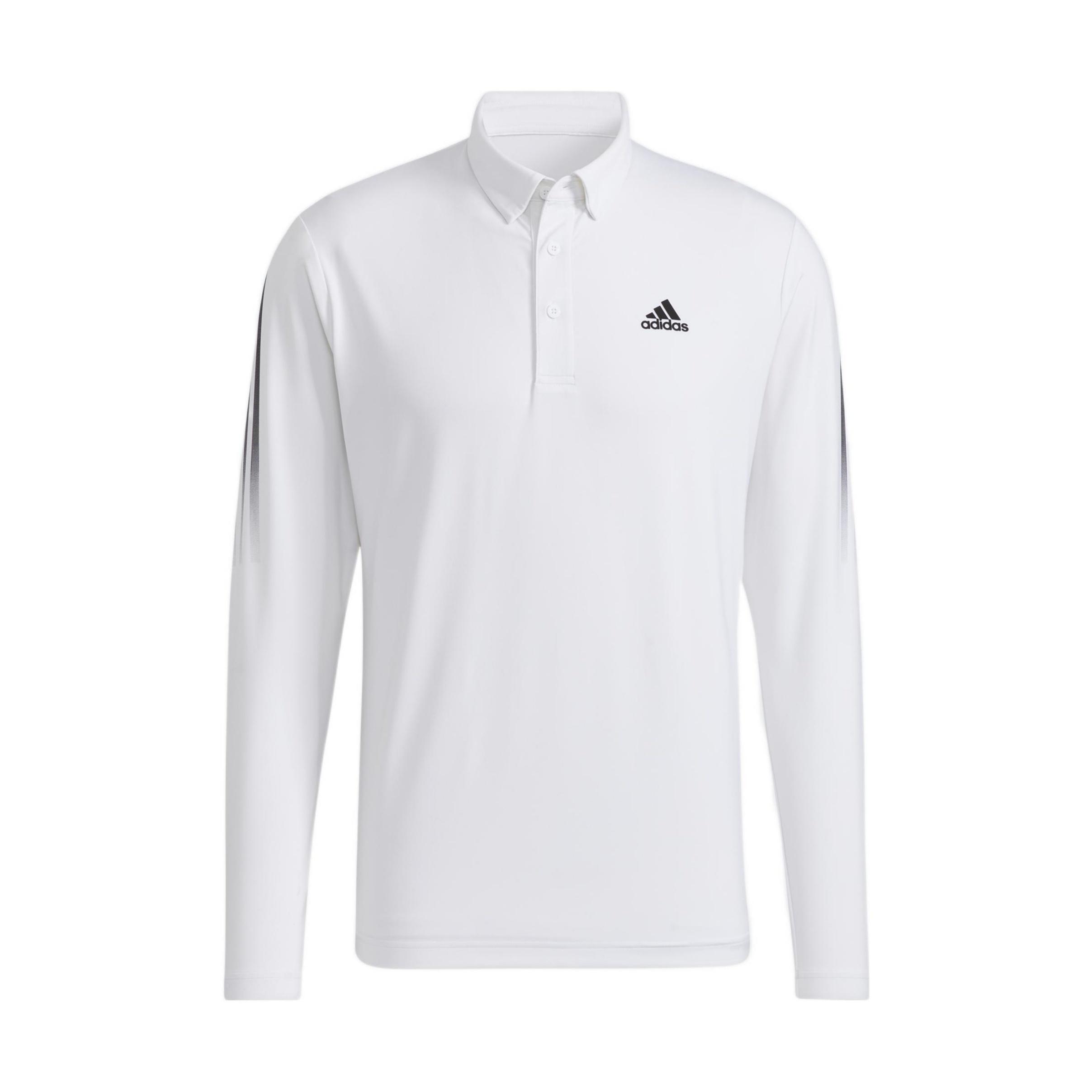 adidas Logo Stripe Long Sleeves Slim Fit Polo Shirt White Men s HA3124 XL