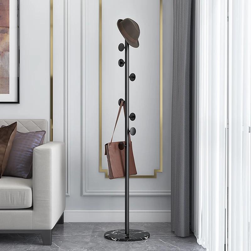 Iron Floor Coat Rack with Marble Accent - Elegant Bedroom Furniture, Storage for Clothes, Caps & Accessories, Metal Shelf
