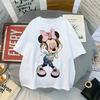 Disney Kawaii Women T-shirts 2025 Fashion New 90s Vintage Cartoon Mickey Minnie Top Y2K Female Ulzzang Oversized Cotton T-shirt