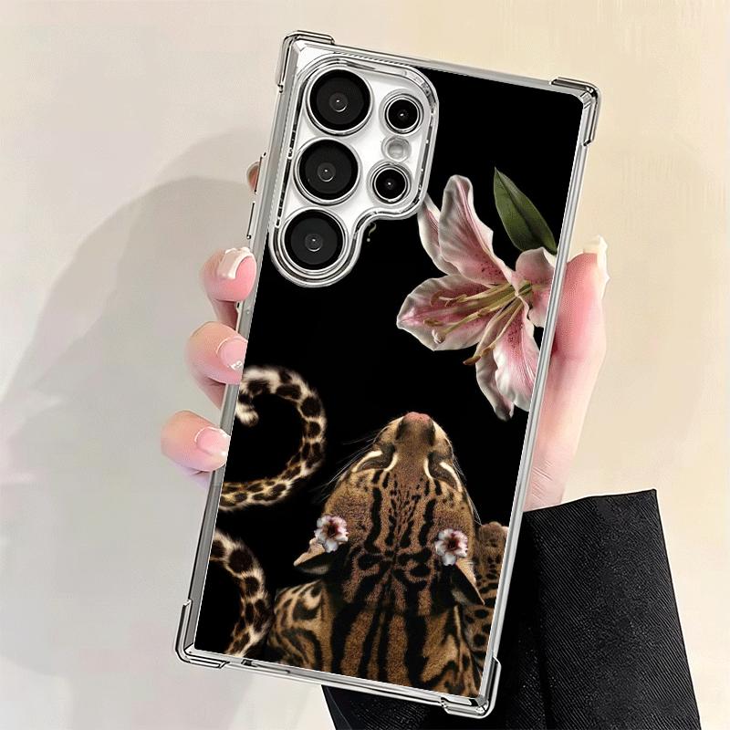 Pink Leopard Print Soft Phone Case For Samsung Galaxy S26 Ultra S25 Edge S24 FE S23 Plus S22 S21 + S20 Plating Anti-Fall Fundas