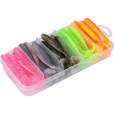50 Pz/scatola Esche Paddle Tail Morbide Artificiali Wobbler Bass Minnow