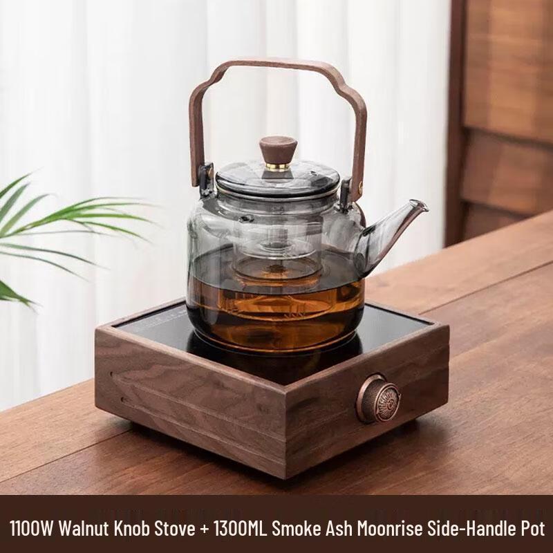 HANDUNYOU 1100W Electric Ceramic Stove & 1300ML Glass Teapot Set