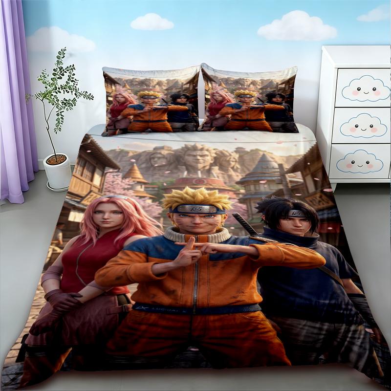 Boys Naruto Duvet Cover Anime Cartoon Bedding Set Comforter Cover Twin Full Single Size Teens Bedroom Dormitory Home Gifts