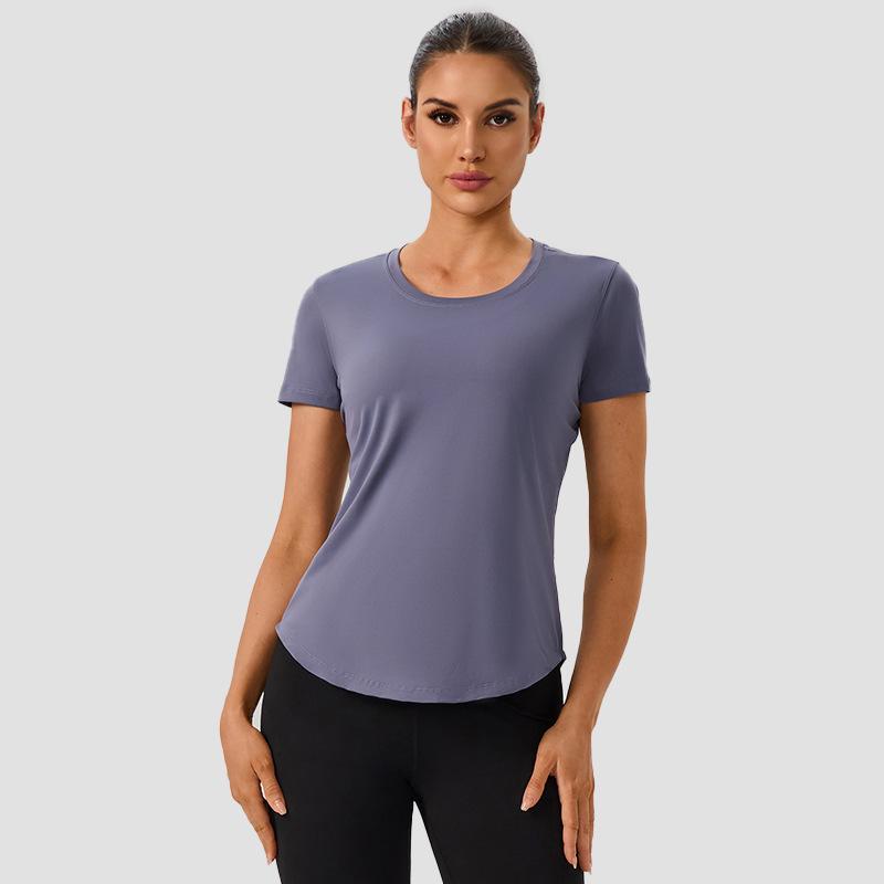 Dámské lehké krátkorukávé jógové triko - Prodyšné, rychleschnoucí, univerzální, přiléhavé sportovní oblečení pro trénink a fitness