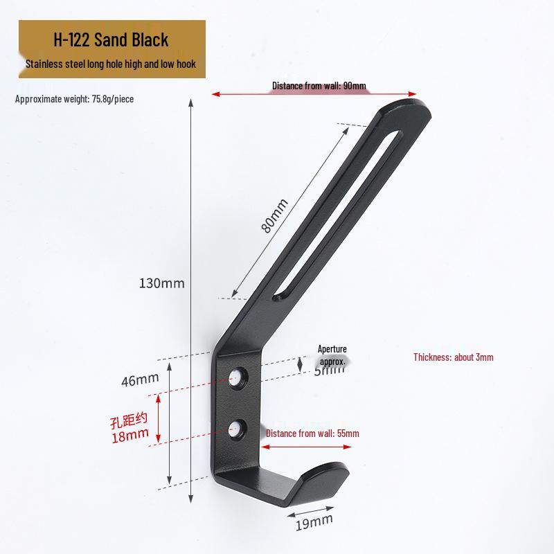 Jinrui Stainless Steel Black Bathroom Hook for Coats and Hats