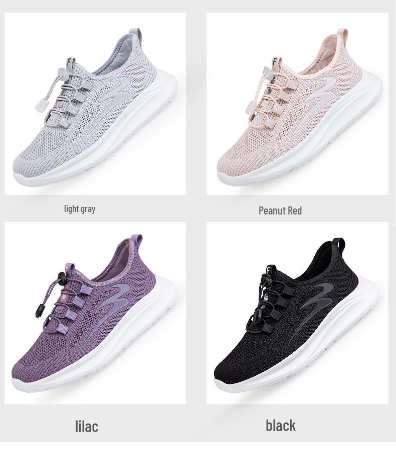 Women's Lightweight Breathable Mesh Sneakers - Non-Slip Soft Sole Walking Shoes for Middle-Aged & Elderly
