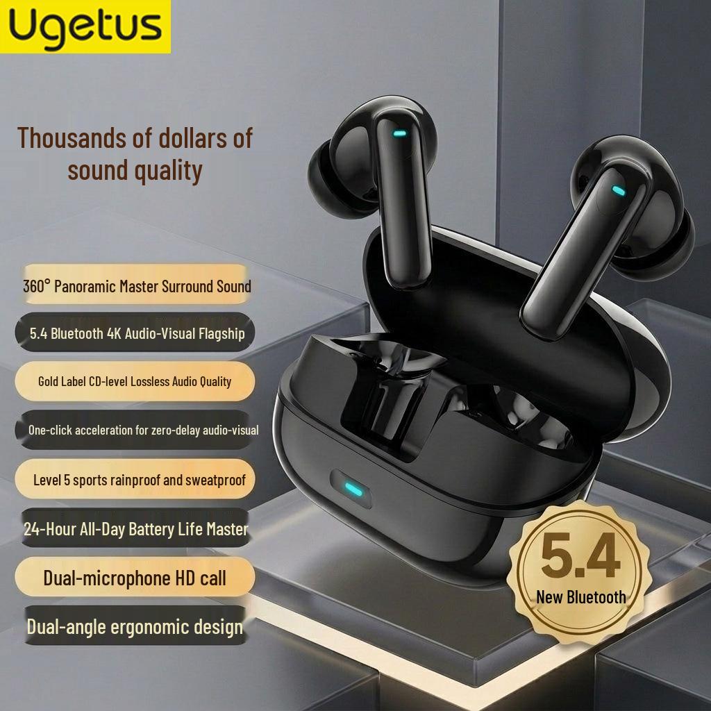 Ugetus Long-lasting Large Battery Noise-Cancelling Wireless Earbuds with 360° Surround Sound and Dual-Sided Stereo.