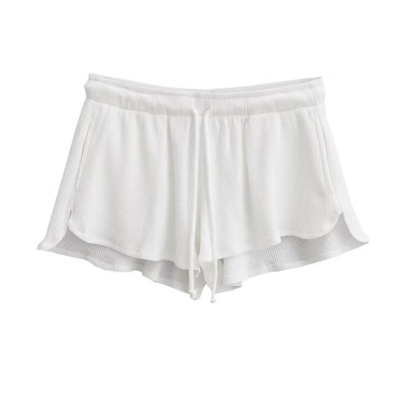 BM Sense Waffle Low Waist Shorts Gyaru Wind Drawstring Casual Pants Women Summer Loose Slimming Wide Leg Sports Pants