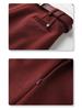 2024 Damen Angora Rot Tweed Midi Rock - Herbst/Winter Gerader Bleistiftrock mit Schlitz hinten