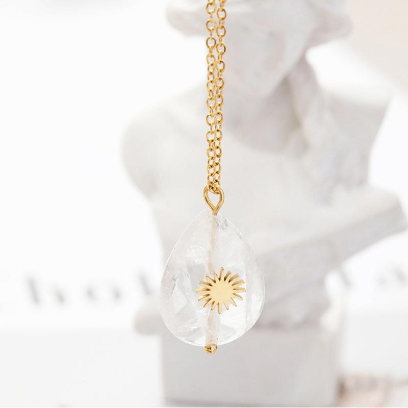 Colier cu Pandantiv din Oțel Titan Perla Shell Elegant Simplu Versatil Roz Oval Oțel Inoxidabil Mangxing URL Scurt