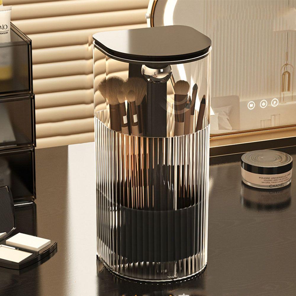 With Lid Automatic Lifting Makeup Brush Holder Dustproof Makeup Brush Organizer  Tabletop