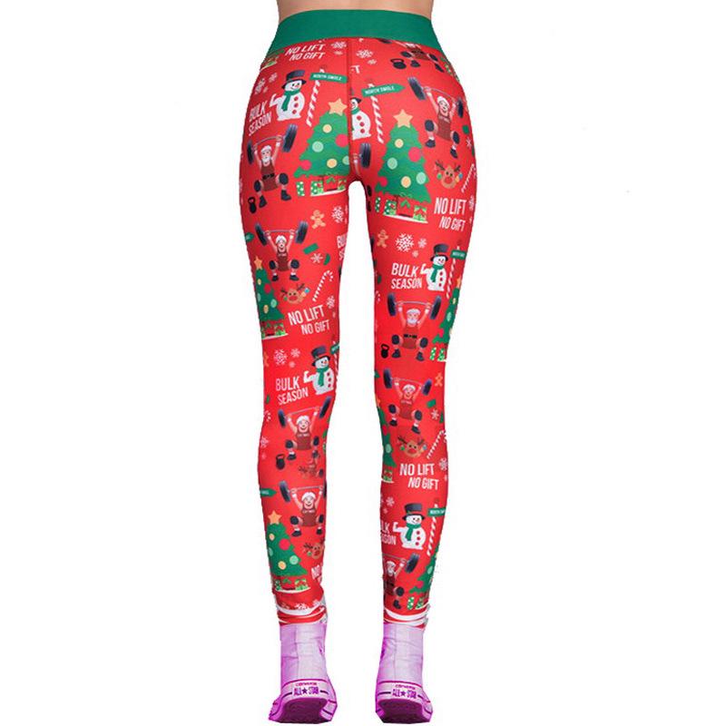 New Printed Women's Fitness Leggings, Sports Holiday Christmas Yoga Pants