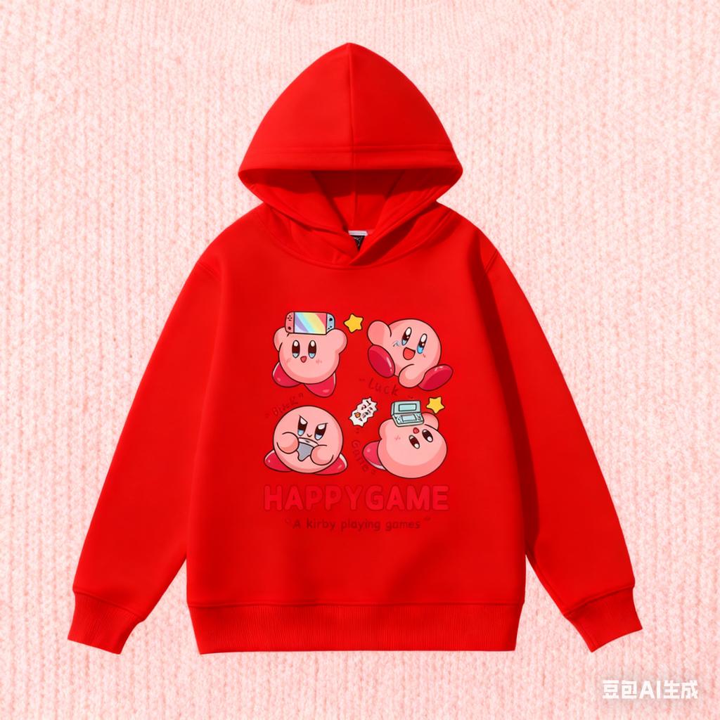 Star Kirby Musterdruck Kinder Kapuzensweatshirt Junge Mädchen Herbst Winter Täglich Outdoor Urlaub Lässig Locker Warm Sportbekleidung